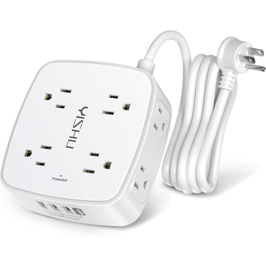 Yishu Power Strip Surge Protector w/ 6-Foot Power Cord: $8.48