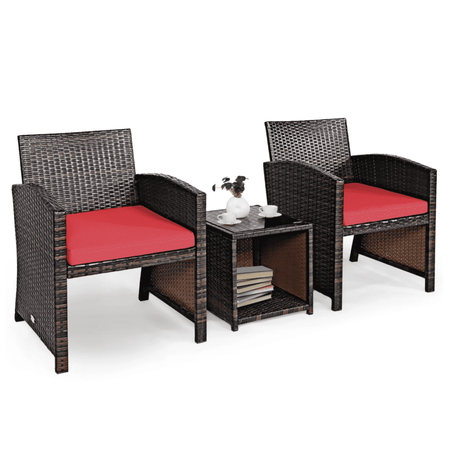 Costway 3-Piece Rattan Patio Conversation Set: $80
