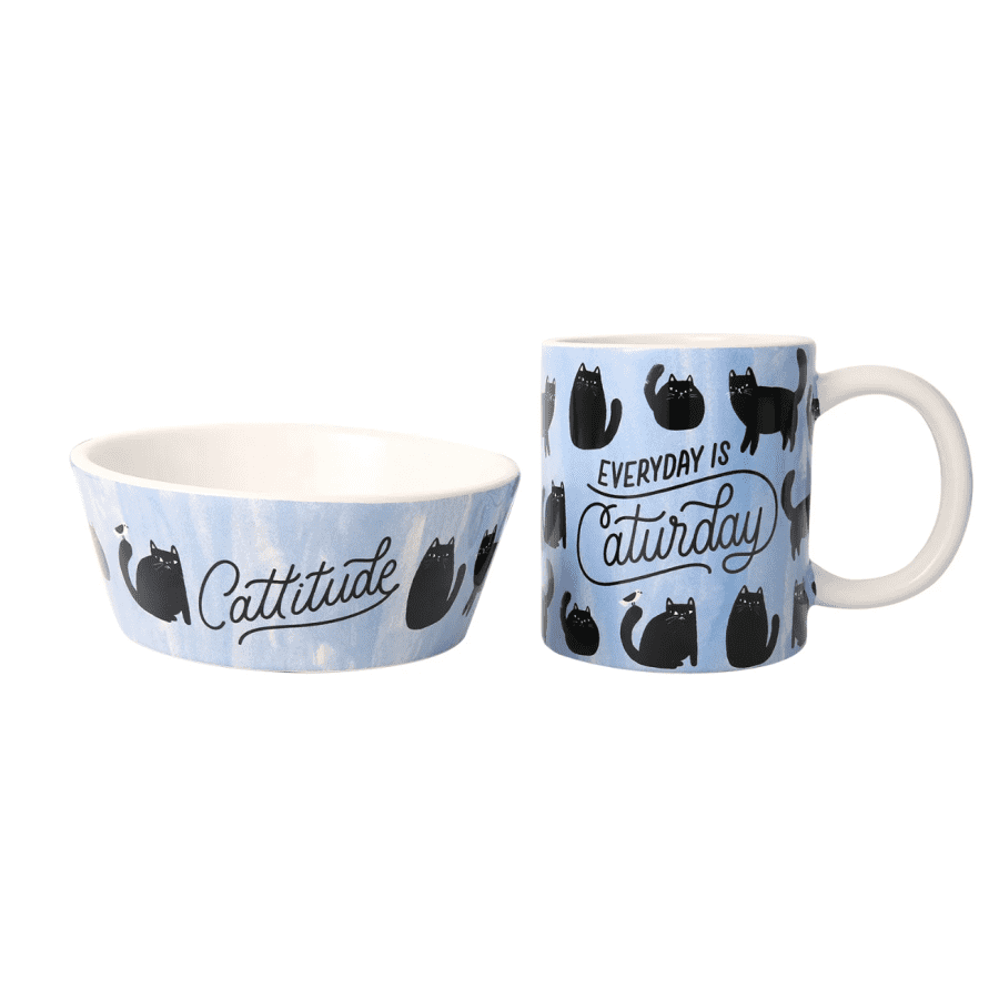 Connections from Hallmark Everyday is Caturday Ceramic Mug & Bowl Set: $3.80 Connections from Hallmark Everyday is Caturday Ceramic Mug & Bowl Set: $3.80
