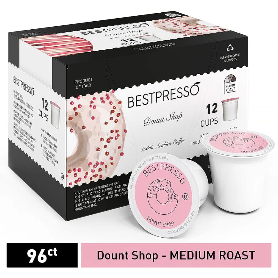 Bestpresso Donut Shop Medium Roast Coffee K-Cup 96-Pack: $24