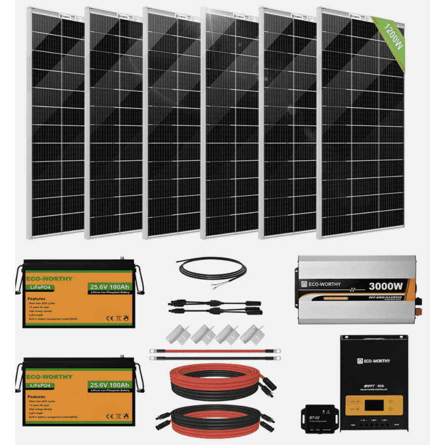 Eco-Worthy 1,700W Complete Solar Panel Kit: $1,500