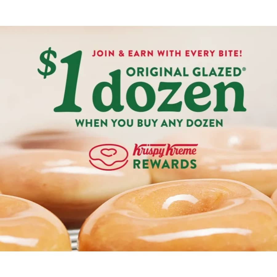 Krispy Kreme Original Glazed Dozen: $1 when you buy any other dozen