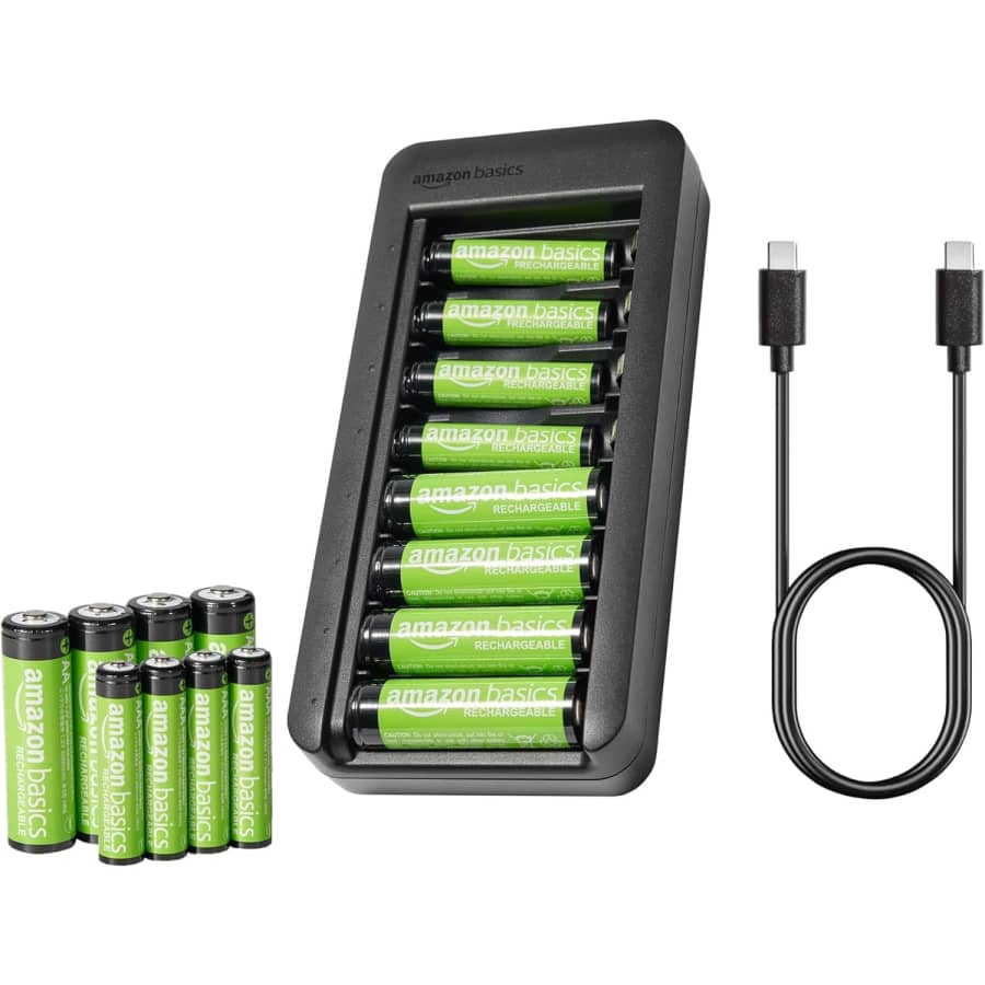 Amazon Basics 8-Bay Battery Charger w/ 16 Batteries: $23
