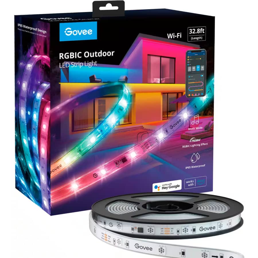 Govee WiFi Bluetooth Smart Outdoor 32.8-ft. LED Strip Light: $55 Govee WiFi Bluetooth Smart Outdoor 32.8-ft. LED Strip Light: $55