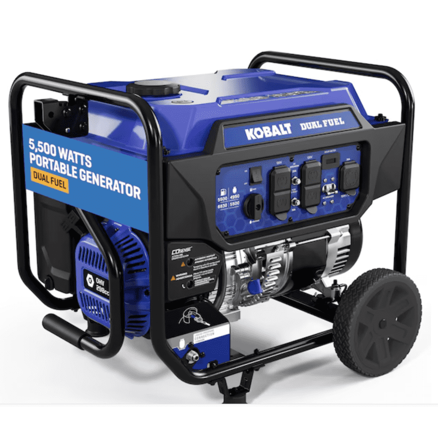 Kobalt Dual Fuel 6,830W / 5,500W Portable Generator: $449