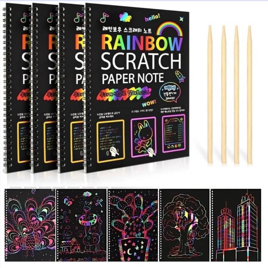 Rainbow Scratch Art Notebook 4-Pack: $10