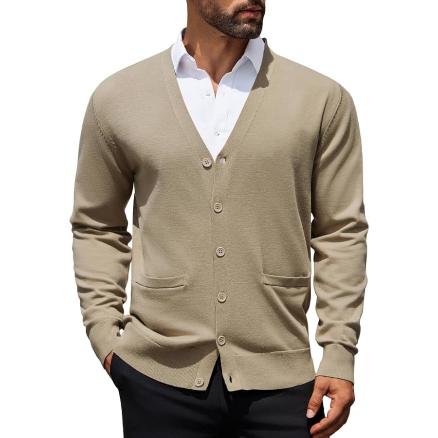 Coofandy Men's V-Neck Cardigan: $12.49 Coofandy Men's V-Neck Cardigan: $12.49