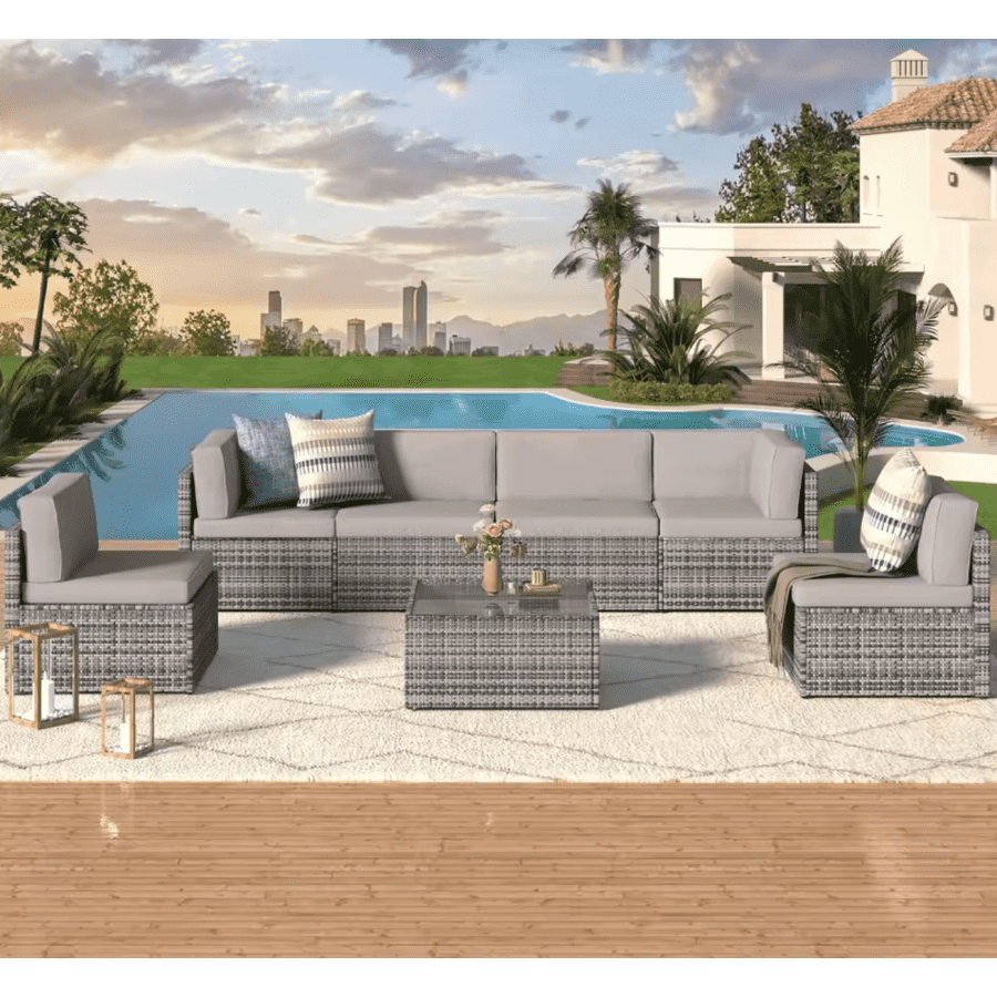 7-Piece Outdoor Sectional Furniture Set: $211 7-Piece Outdoor Sectional Furniture Set: $211