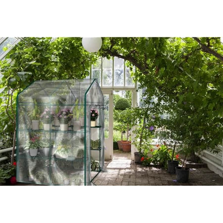 76" Walk-in-Greenhouse w/ 8 Shelves & PVC Cover: $23 76" Walk-in-Greenhouse w/ 8 Shelves & PVC Cover: $23