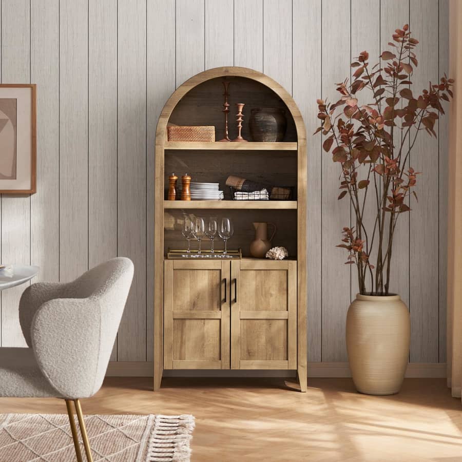 Mopio Lauren 65.4" Wooden Arched Cabinet: $229 Mopio Lauren 65.4" Wooden Arched Cabinet: $229