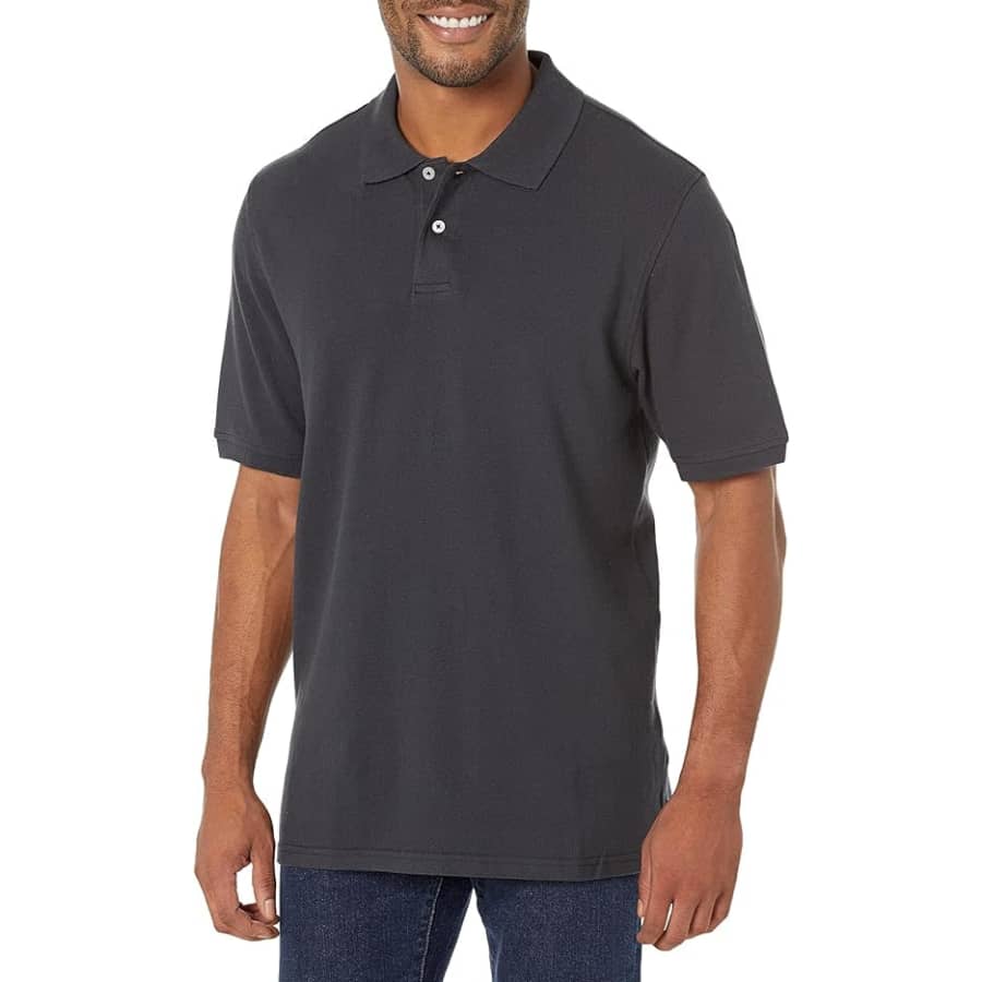 Amazon Essentials Men's Regular-Fit Cotton Pique Polo Shirt: From $8.45
