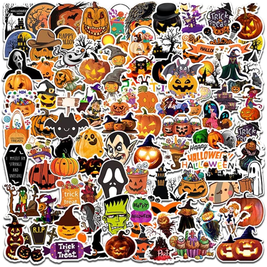 Halloween Pumpkin Theme Sticker 100-Pack: $5