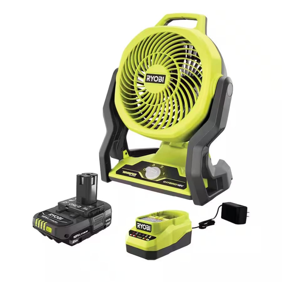 Ryobi ONE+ Whisper Series 7.5" 18V Cordless Jobsite Fan Kit w/ 2.0Ah Battery & Charger: 59 Ryobi ONE+ Whisper Series 7.5" 18V Cordless Jobsite Fan Kit w/ 2.0Ah Battery & Charger: 59