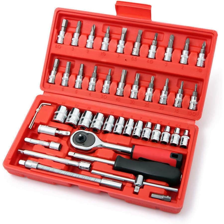 46-Piece Socket Ratchet Torque Wrench Auto Repair Kit: $2.71