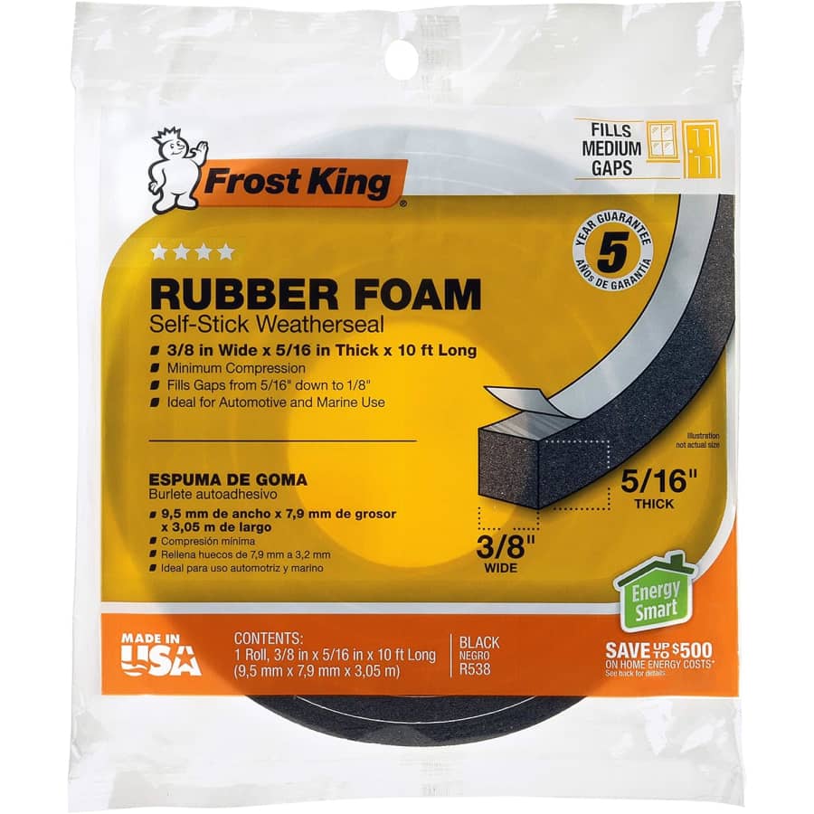 Frost King R538H 3/8" W 5/16" T x 10-Foot L Foam Tape: $3.43 Frost King R538H 3/8" W 5/16" T x 10-Foot L Foam Tape: $3.43