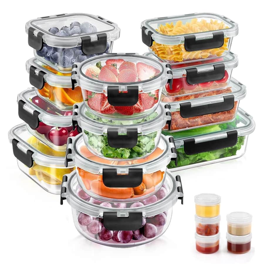 34-Piece Glass Food Storage Container w/ Lids Set: $32 34-Piece Glass Food Storage Container w/ Lids Set: $32