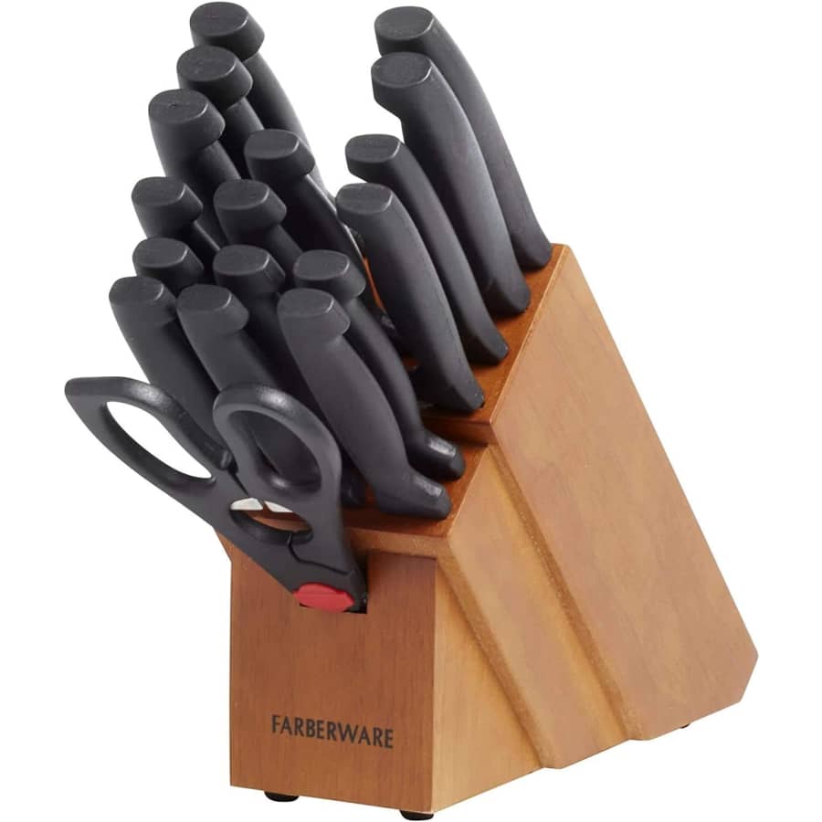 Farberware 18-Piece Never Needs Sharpening Knife Block Set: $21 Farberware 18-Piece Never Needs Sharpening Knife Block Set: $21