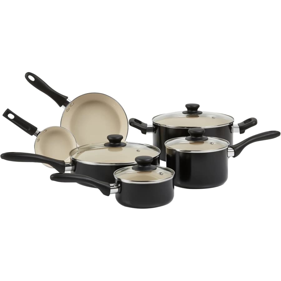 Amazon Basics 11-Piece Ceramic Non-Stick Pots and Pans Set: $50 w/ Prime