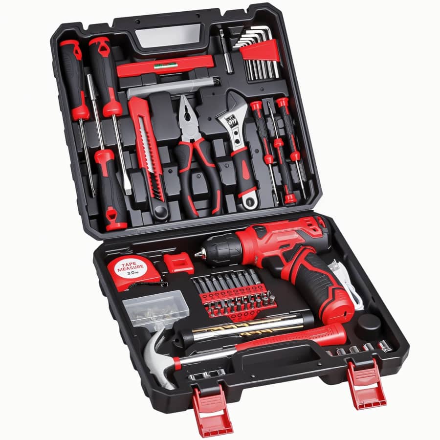 Cordless 8V Drill 132-Piece Home Tool Set: $43.69
