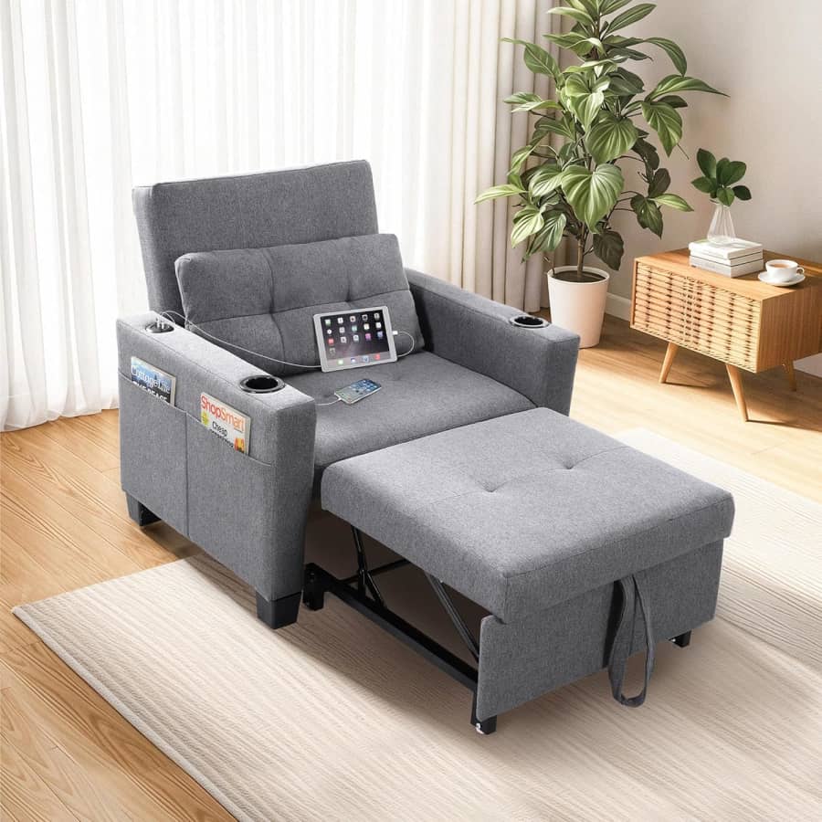 Flexispot Sleeper Chair Bed w/ USB Ports & Cup Holder: $199.98