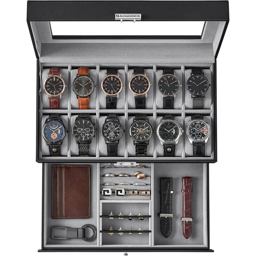 Songmics 12-Slot Lockable Watch Box with Drawer: $30 Songmics 12-Slot Lockable Watch Box with Drawer: $30