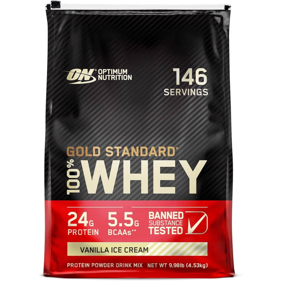 Optimum Nutrition Gold Standard 100% Whey Protein Powder 10-lb. Bag: $93 via Sub. & Save Optimum Nutrition Gold Standard 100% Whey Protein Powder 10-lb. Bag: $93 via Sub. & Save