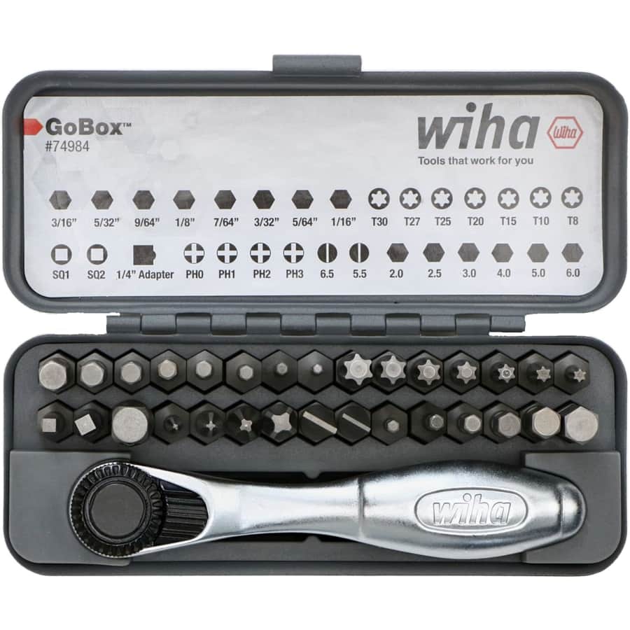 Wiha Tools Wiha 32-Piece GoBox Standard Bit Set with Mini Ratchet: $27