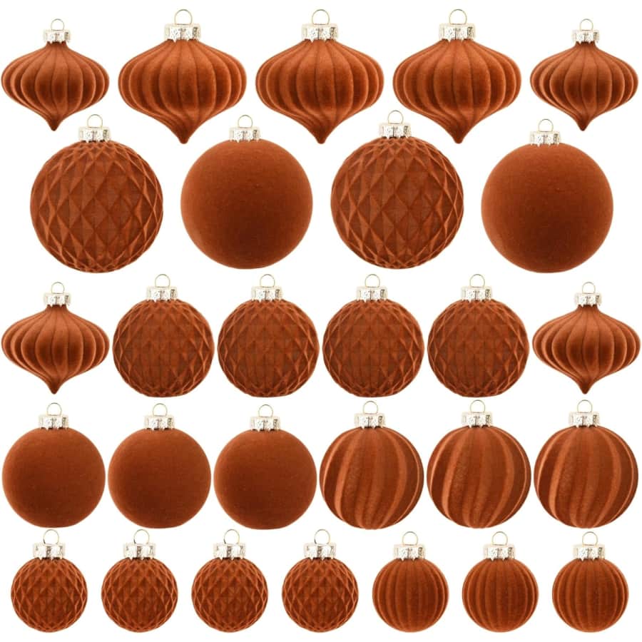 Brown Tan Velvet Ball Ornament 28-Piece Set: $9.99 Brown Tan Velvet Ball Ornament 28-Piece Set: $9.99