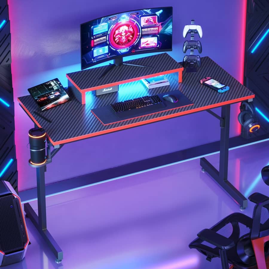 Bestier 42" Computer Gaming Desk w/ LED Lights: From $60