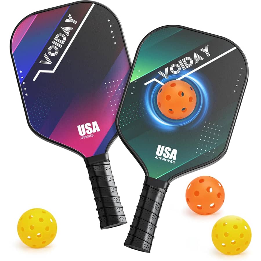 Fiberglass Pickle Ball Paddle Set: $32