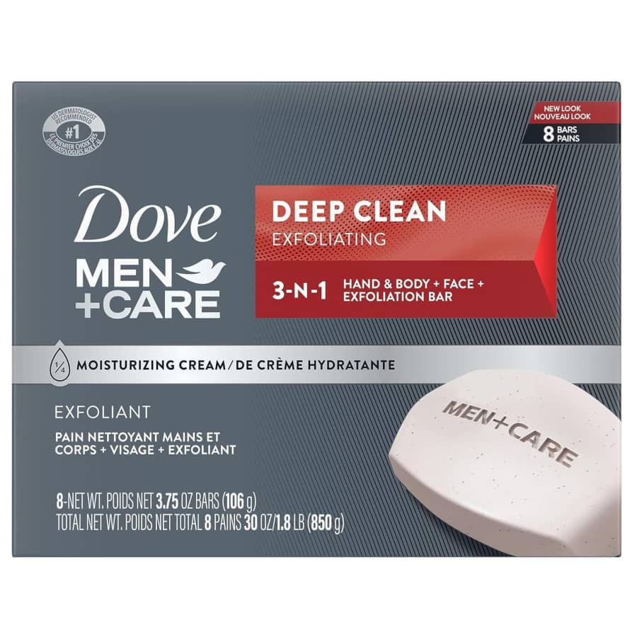 Dove Men+Care Deep Clean Exfoliating Bar 8-Pack: $9.34 via Sub. & Save Dove Men+Care Deep Clean Exfoliating Bar 8-Pack: $9.34 via Sub. & Save