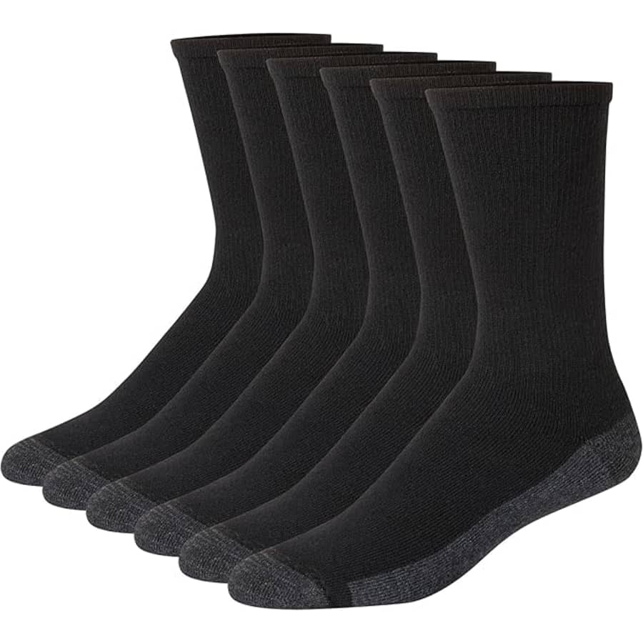 Hanes Men's Max Cushioned Crew Socks 6-Pack: $6.51
