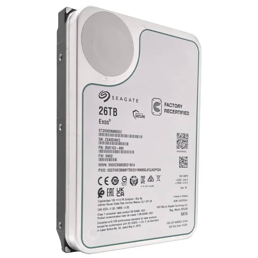 Certified Refurb Seagate Exos CMR 26TB 3.5" Internal Hard Drive: $290