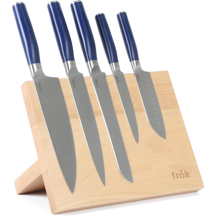 Frok 6-Piece German Steel Knife Set w/ Magnetic Block: $29