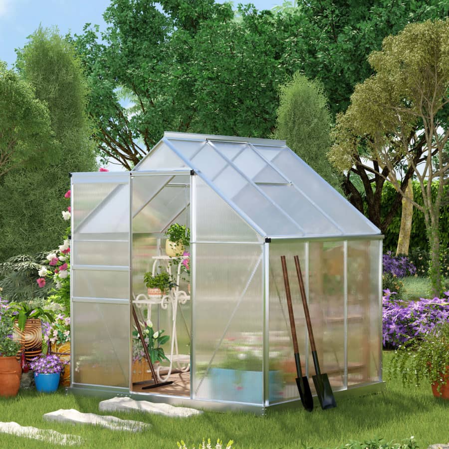 Walk-in Polycarbonate Greenhouse Kit w/ Sliding Door: From $245 Walk-in Polycarbonate Greenhouse Kit w/ Sliding Door: From $245