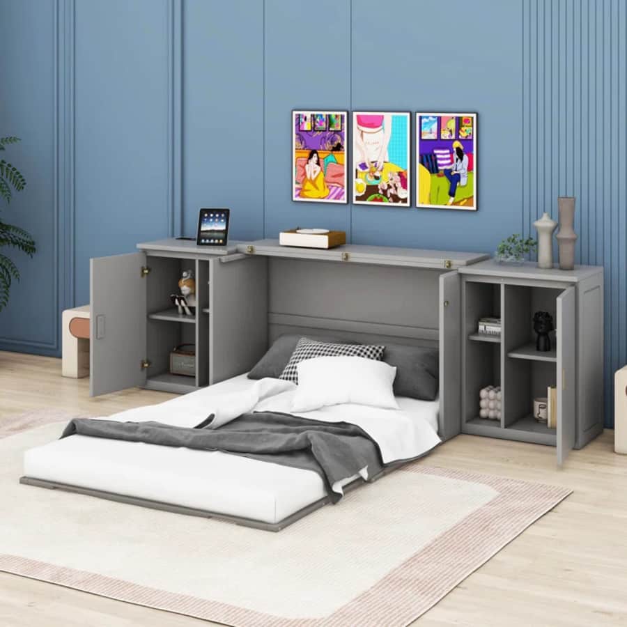 Red Barrel Studio Jeltina Floor Full Murphy Bed: $383