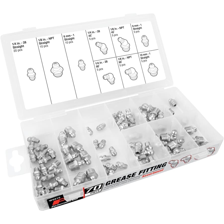 Performance Tool 70-Piece SAE/MET Grease Fitting Assortment: $9