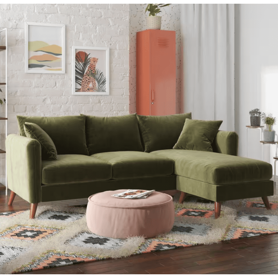 Novogratz Magnolia 84" Velvet L-Shaped Reversible Sectional Sofa: $467