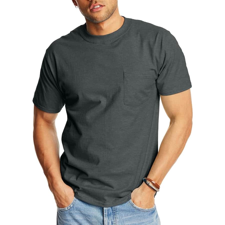 Hanes Men's Heavyweight Pocket T-Shirt: $5, 11 for $41