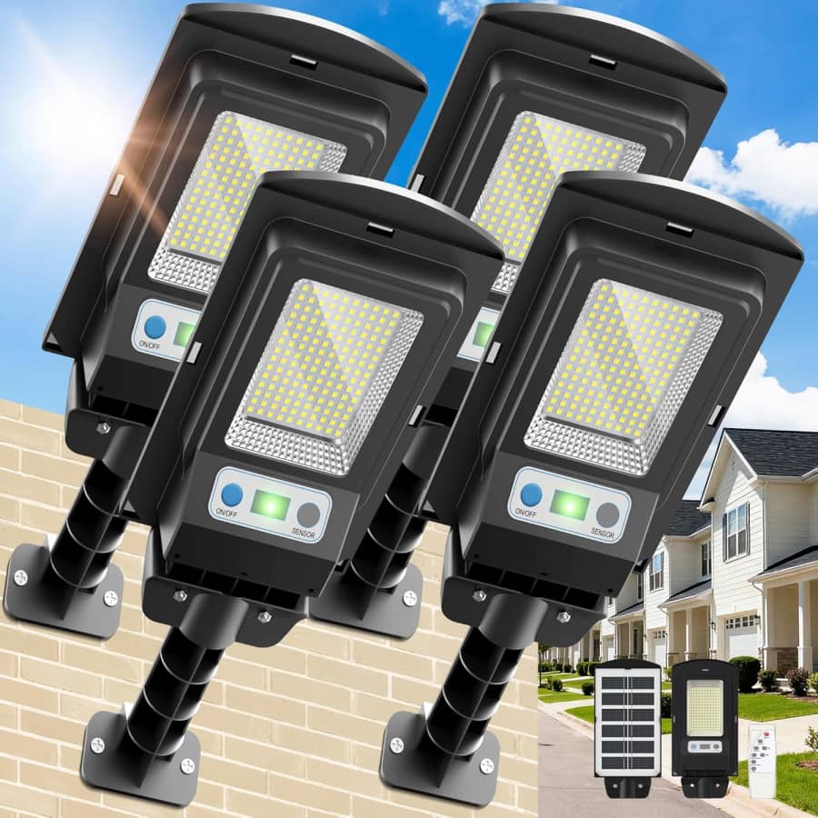 Wywna Solar Powered Motion Sensor Street Lights 4-Pack: $39.99