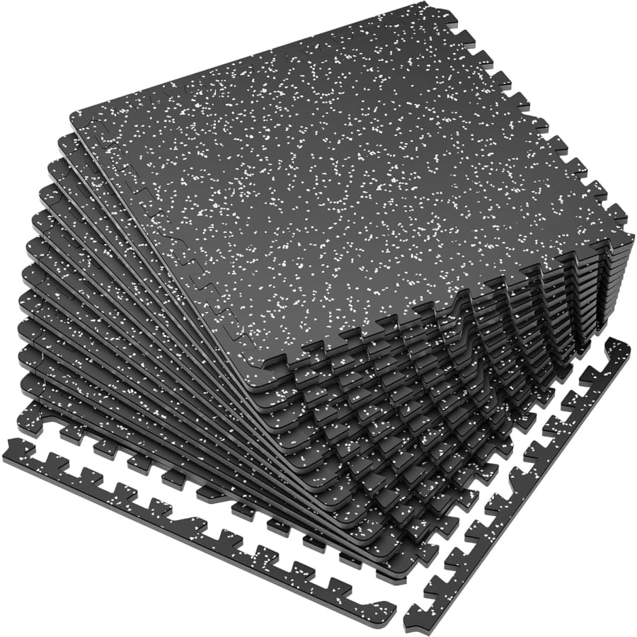 SUPERJARE 48 Sq Ft Rubber-Top Interlocking Exercise Mats: $100