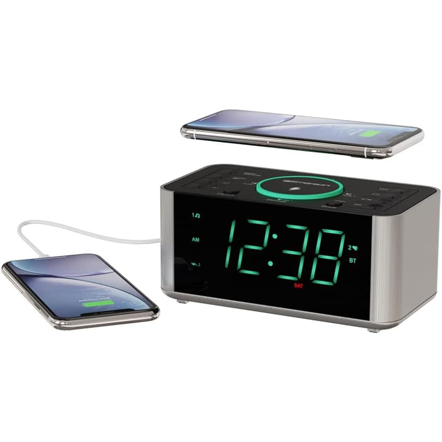 Emerson Smartset Dual Alarm Clock Radio and QI Wireless Phone Charger: $35
