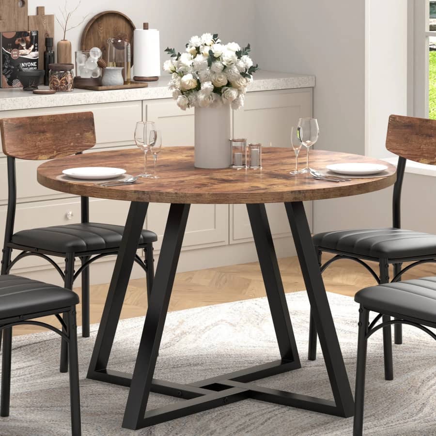 Vipuse 42" Round Wooden Table: $90