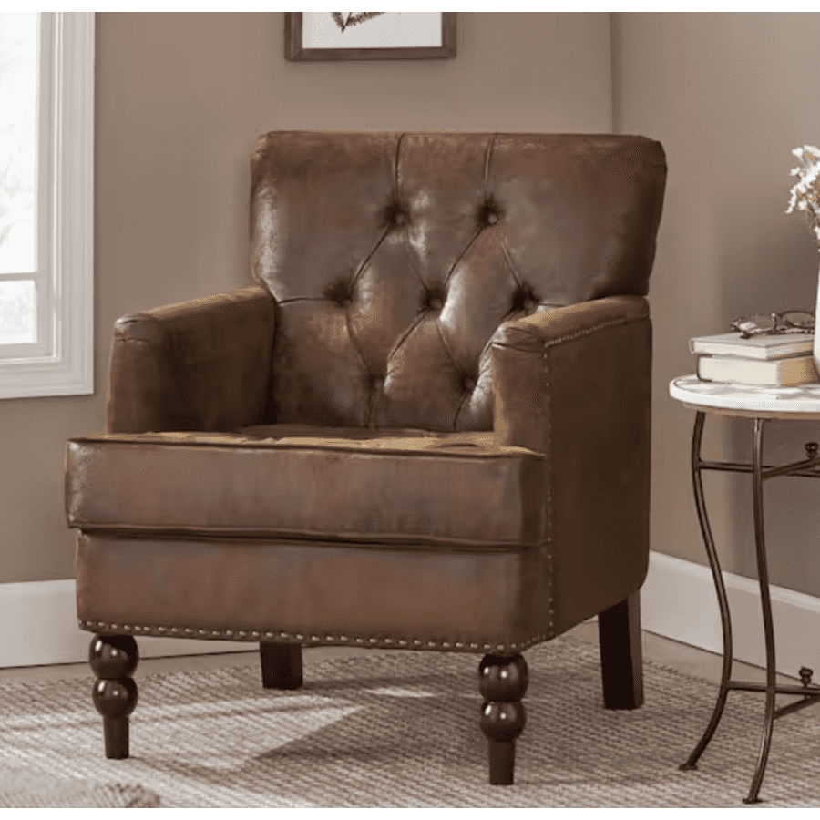 Malone Beige Microfiber Club Chair with Nailhead Trim: $158