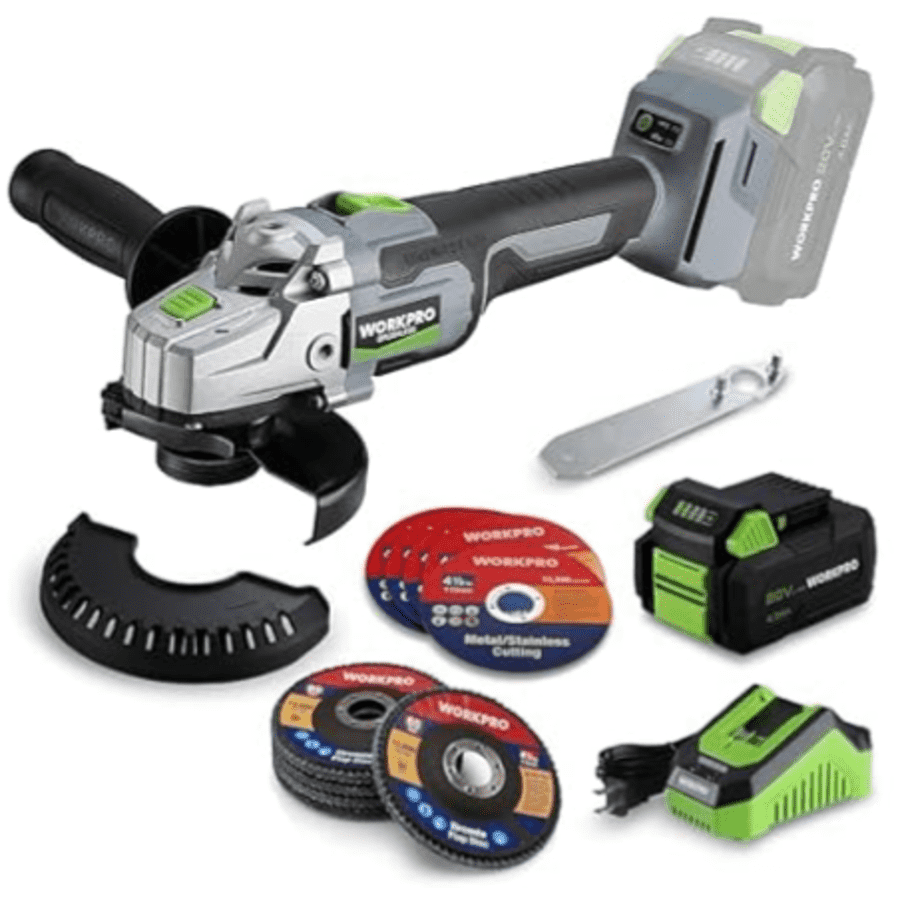 WorkPro 20V Cordless Angle Grinder w/ 4Ah Battery & Charger: $39.97
