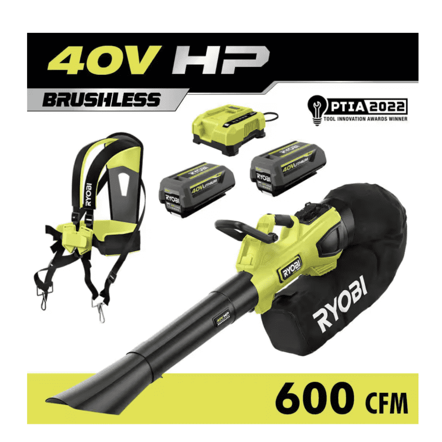 Ryobi 40V Brushless Cordless Leaf Blower/Mulcher/Vacuum w/ 2 Batteries and Charger: $299