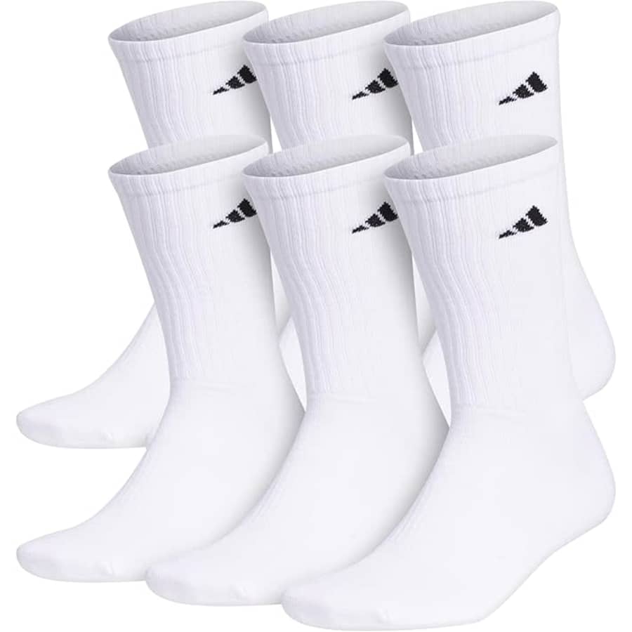 adidas Men's Athletic Cushioned Crew Socks 6-Pack: $11