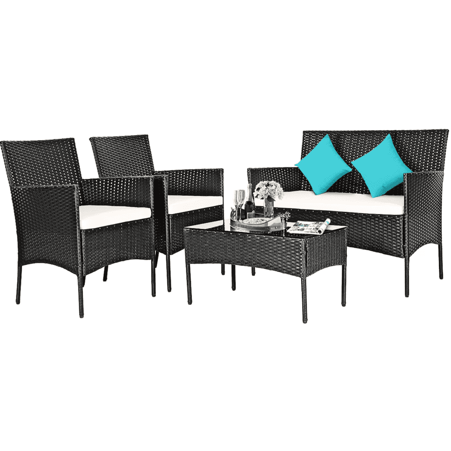 Costway 4-Piece Wicker Conversation Set: $110 Costway 4-Piece Wicker Conversation Set: $110