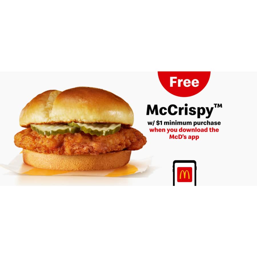 McDonald's McCrispy: Free w/ first $1 app purchase