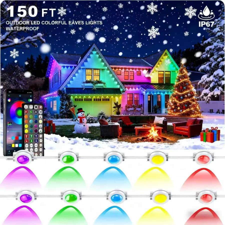 TltZeen 150-Foot Permanent Outdoor RGB Lights: $37.49
